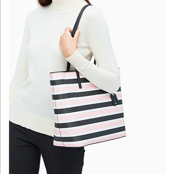 NWT-Kate Spade janie celebration stripe medium tot - Picture 2 of 6